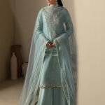 Ice Blue Raw Silk Medium Length Kurta 3-Piece (2620B)