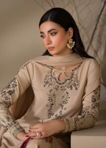 Ivory Raw Silk Short Kurta 3-Piece (2622B)
