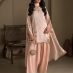 Peach Raw Silk Short Kurta 3-Piece (2623A)