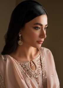 Peach Raw Silk Short Kurta 3-Piece (2623A)