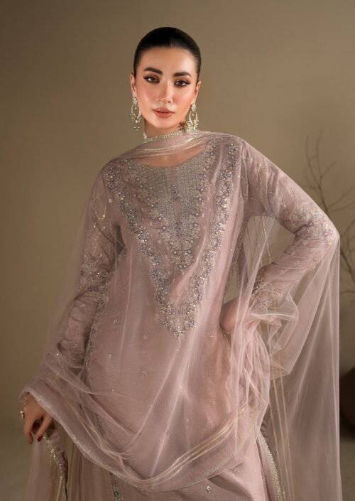 Lilac Raw Silk Medium Length Kurta 3-Piece (2620A)