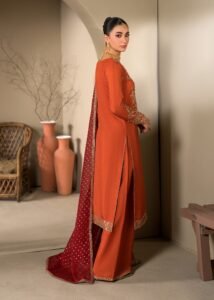 Rust Raw Silk Long Kurta 3-Piece (2621A)