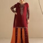 Red Raw Silk Short Kurta 3-Piece (2622A)