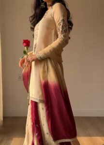 Ivory Raw Silk Short Kurta 3-Piece (2622B)