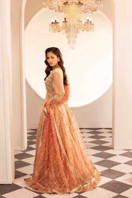 Ombre Peach Zardozi 3-Piece (ZR-2588)
