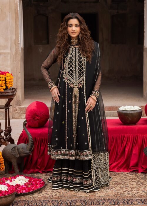 Black Organza A-line Maxi 3-Piece (2579B)