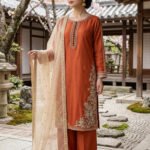 Rust Raw Silk Kurti 3-Piece (2465M)