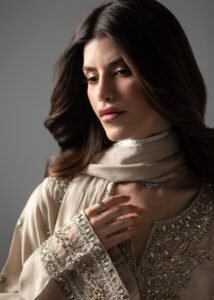 Dusty Ivory Raw Silk Long Kaftan 3-Piece (2660A)