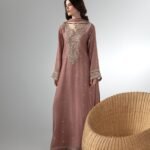 Dusty Pink Raw Silk Long Kaftan 3-Piece (2660B)