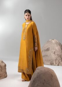 Mustard Raw Silk Long Shirt 3-Piece (2659A)