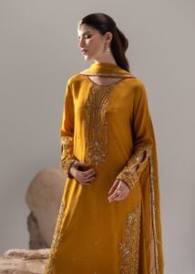 Mustard Raw Silk Long Shirt 3-Piece (2659A)
