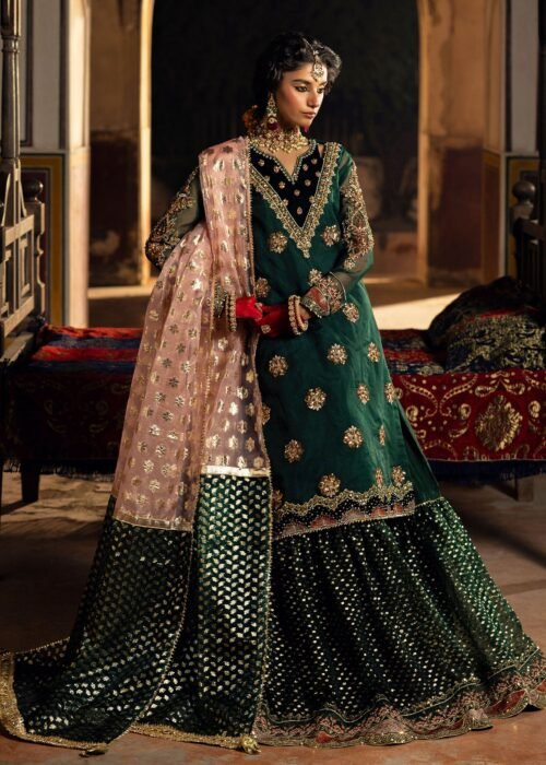 Emerald Green Organza Kurti 3-Piece (2505B)