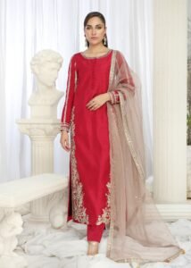 Fuchsia Raw Silk Kurti 3-Piece (2465A)