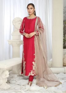 Fuchsia Raw Silk Kurti 3-Piece (2465A)