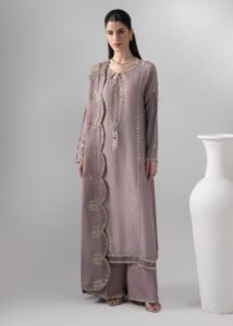 Lavender Raw Silk Medium Length Shirt 3-Piece (2657B)