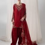Red Raw Silk Short Shirt 3-Piece (2658B)