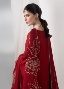 Red Raw Silk Short Shirt 3-Piece (2658B)