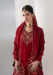 Red Raw Silk Short Shirt 3-Piece (2658B)