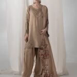Beige Raw Silk Short Shirt 3-Piece (2658A)