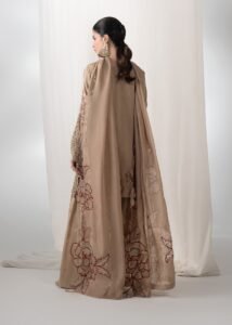 Beige Raw Silk Short Shirt 3-Piece (2658A)