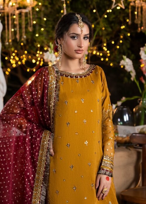 Mustard Raw Silk Short Shirt 3-Piece (2611B)