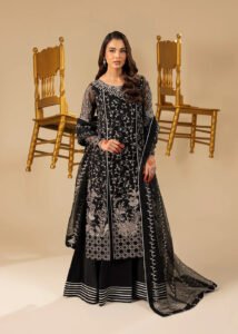 Black Organza Lehenga 3-Piece (2558B) - Image 2