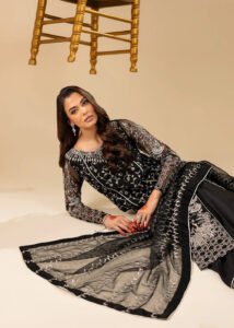 Black Organza Lehenga 3-Piece (2558B) - Image 3