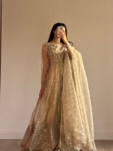 Gold Organza Flared Maxi 3-Piece (2575B) - Image 13