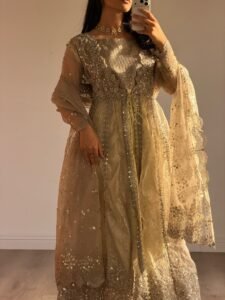 Gold Organza Flared Maxi 3-Piece (2575B) - Image 18