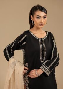 Black Raw Silk 3-Piece (2465G)