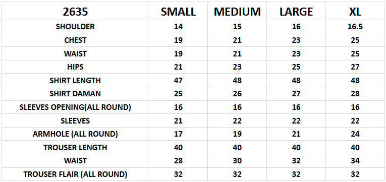 Size chart