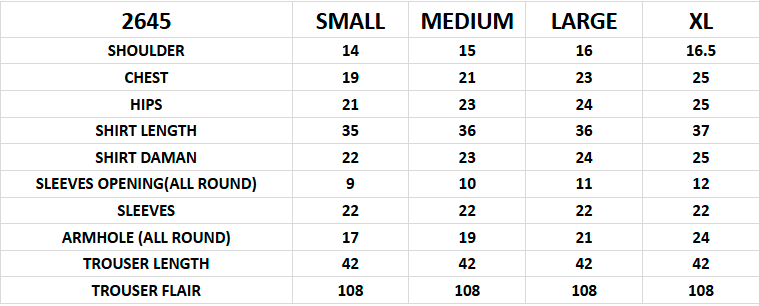 Size chart