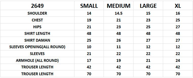 Size chart