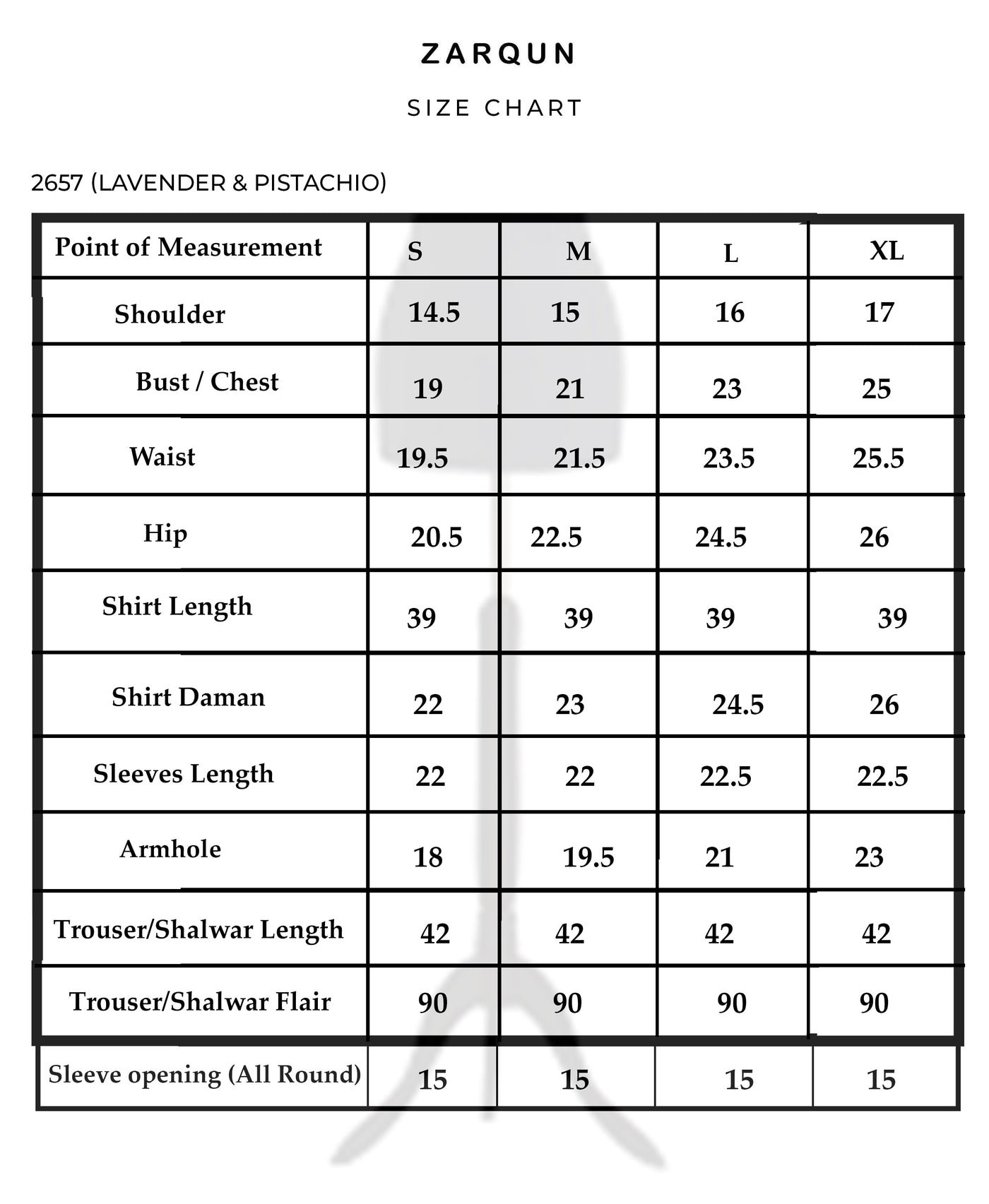 Size chart