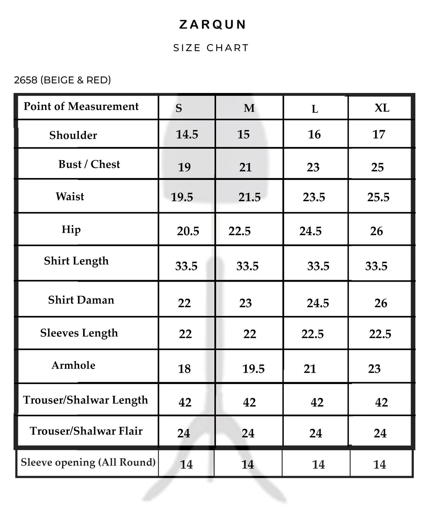 Size chart