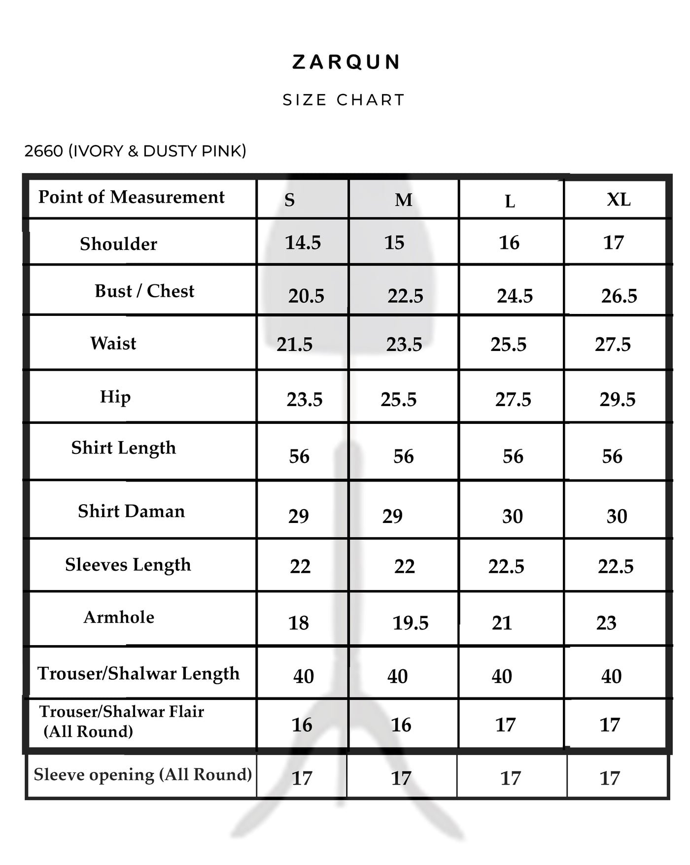 Size chart