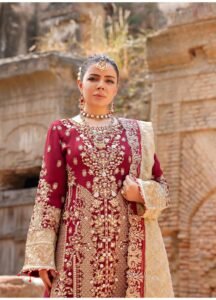 Deep Red Embroidered 3-Piece (HA-01)