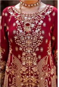 Deep Red Embroidered 3-Piece (HA-01) - Image 5