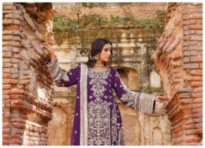 Aubergine Embroidered 3-Piece (HA-02)