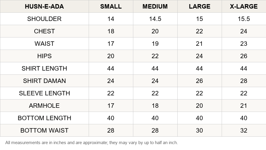 Size chart