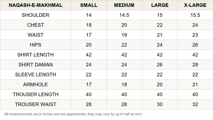 Size chart